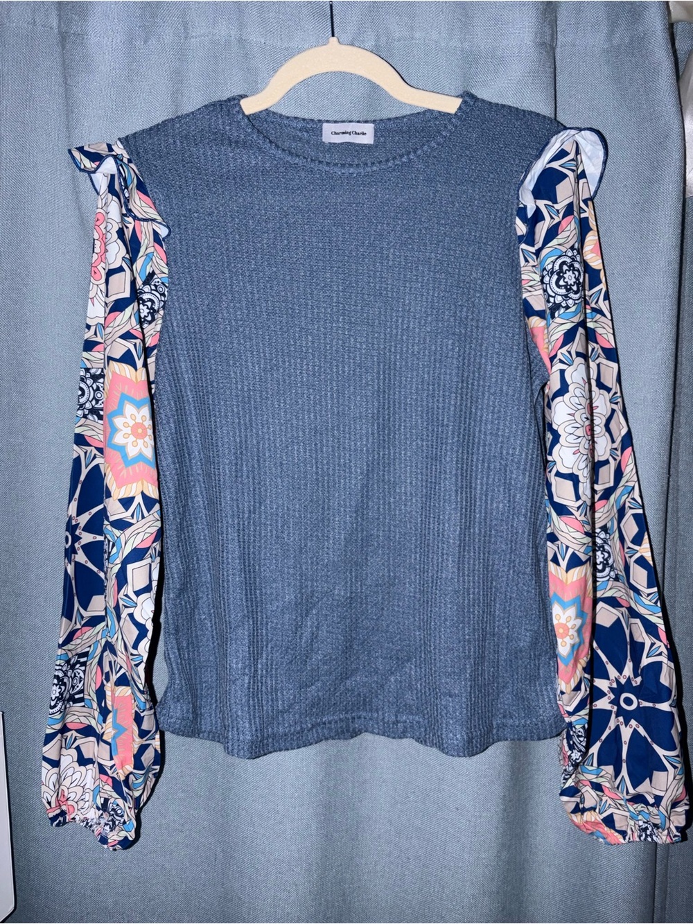 Charming Charlie Boho floral long sleeve top.
